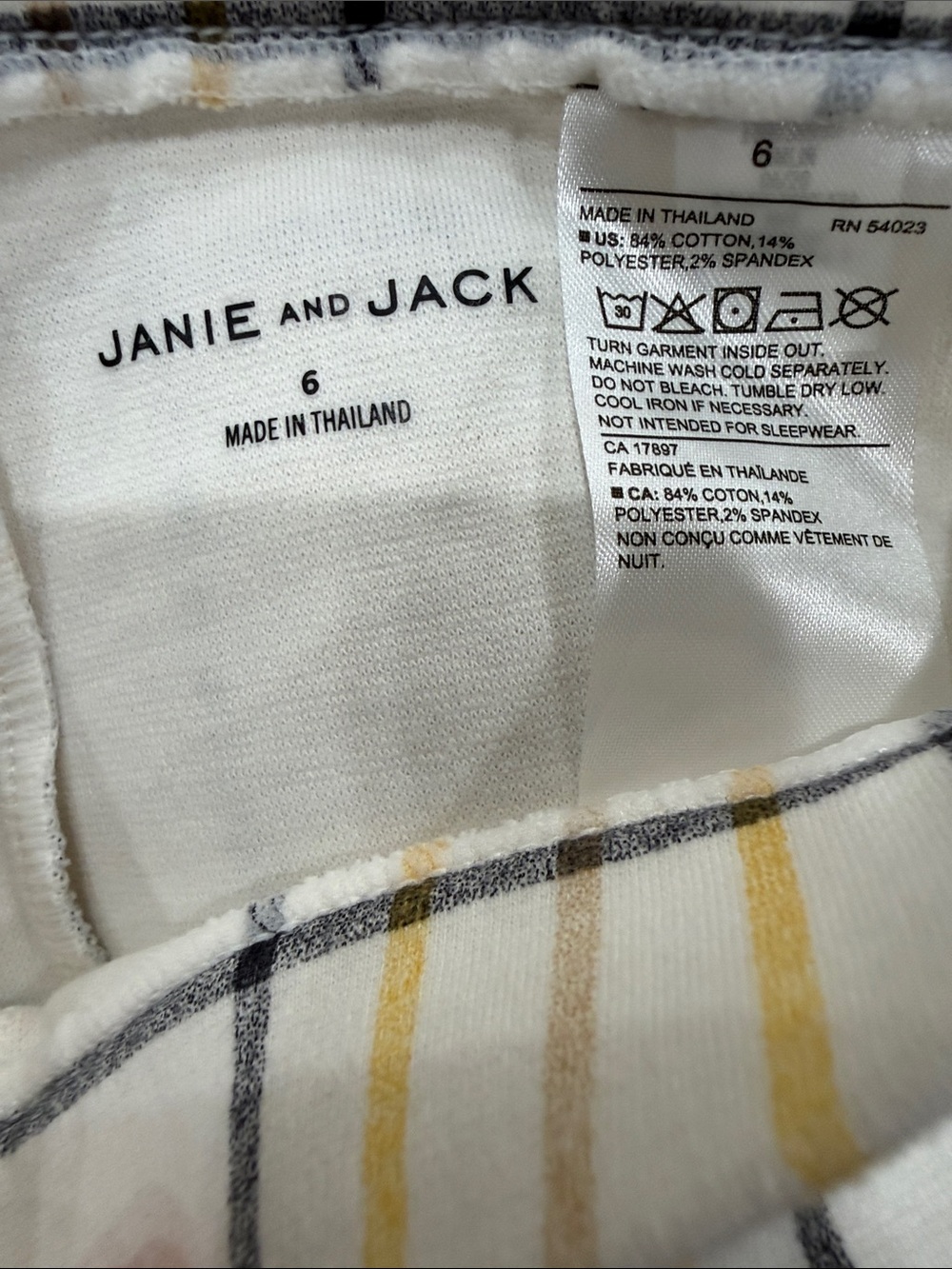 Janie & Jack Girls' White Plaid Knit Leggings with Yellow Accent - Picture 3 of 3